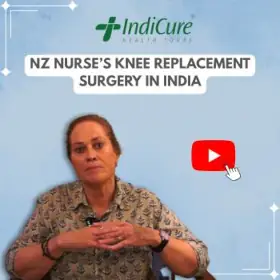 New Zealand nurse Susan reviewing her knee replacement surgery in India on an IndiCure testimonial.