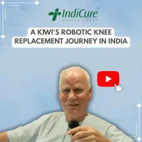 Warwick from New Zealand reviewing his robotic knee replacement surgery journey in India.