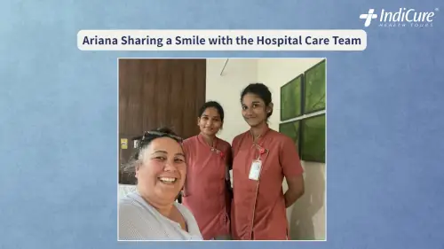 Patient Ariana McCahill posing with hospital nurses during recovery after her hip replacement surgery.