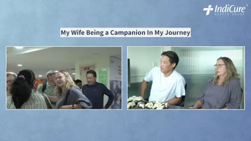 Roger Gee and his wife Paulette Scott interacting with Dr. Mudit Khanna and IndiCure Coordinator during their hip replacement treatment journey in India.