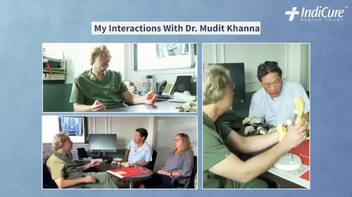 Roger gees's consultation with Dr. Mudit Khanna discussing hip replacement surgery and treatment planning at Wockhardt hospital Mumbai.