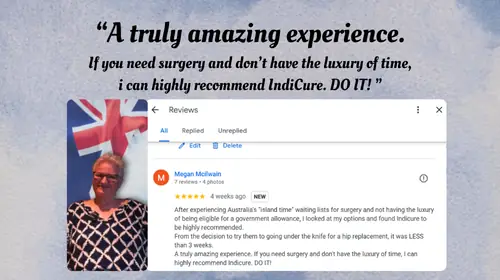 Nurse Meg's five-star reviews screenshot from Indicure Health Tours google business page